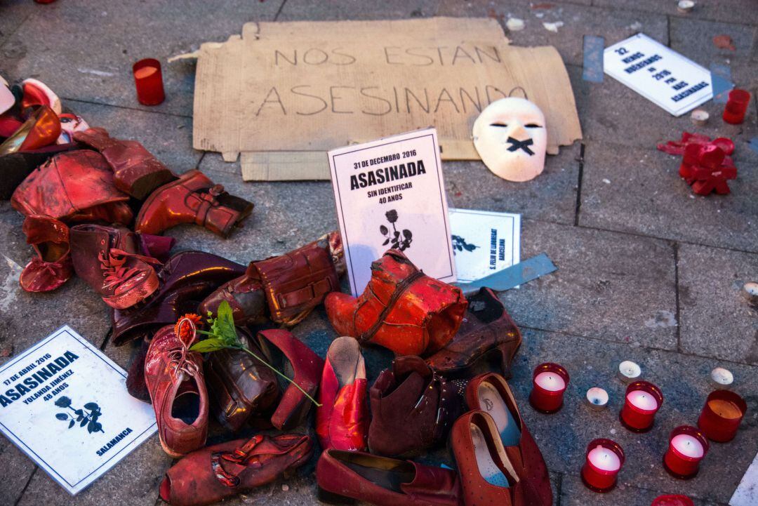 Imagen de archivo de una protesta contra la violencia machista celebrada en Madrid en 2017.