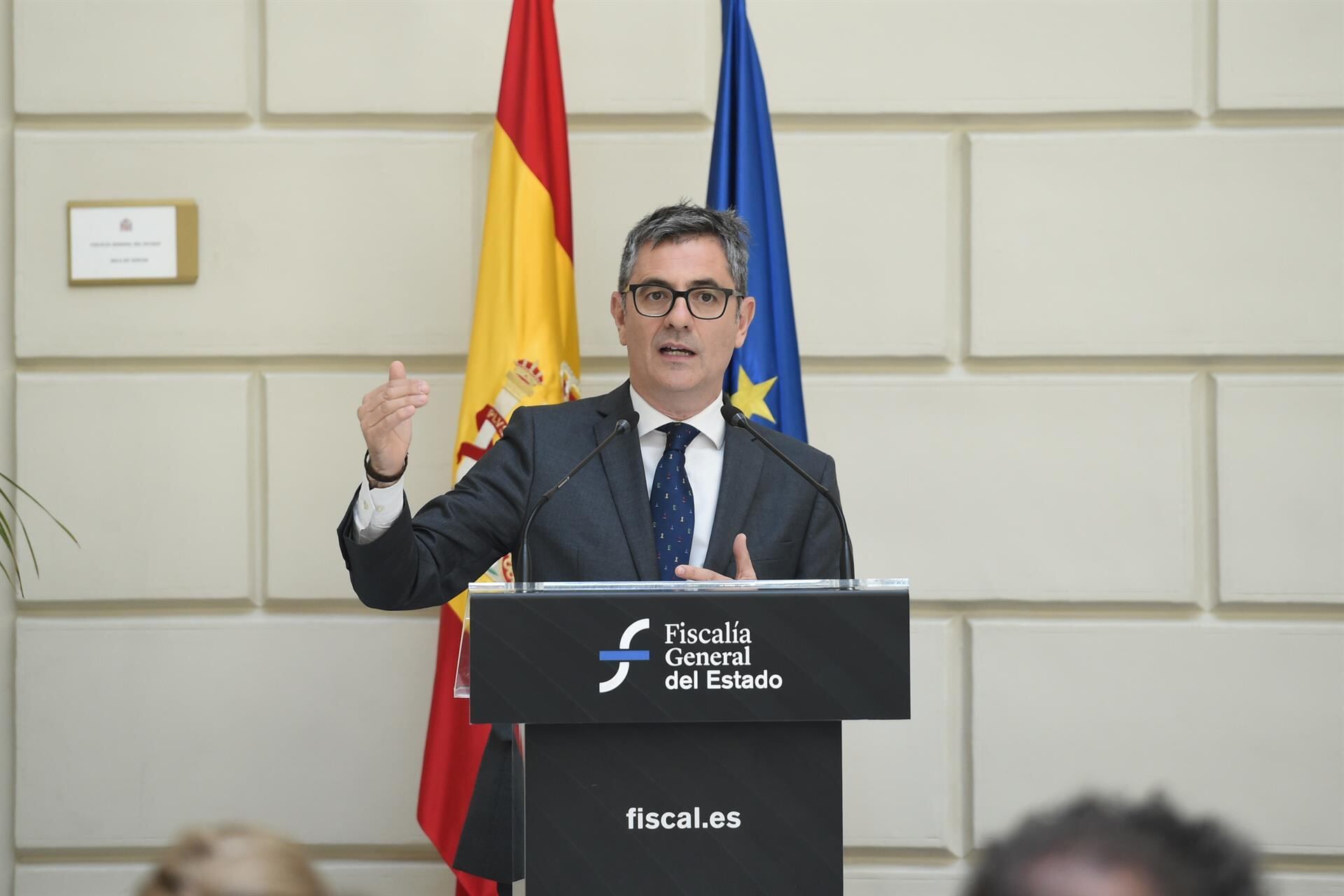 El ministro de la Presidencia, Justicia y Relaciones con las Cortes, Félix Bolaños visita, las nuevas dependencias de la Fiscalía General del Estado en Madrid, a 27 de abril de 2026, en Madrid (España). Este encuentro se produce en un contexto de colabora