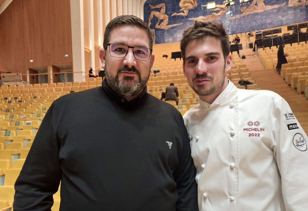 Dani García y Massimiliano Delle Vedove, tras la presentación de la Guía Michelin 2022 en València.