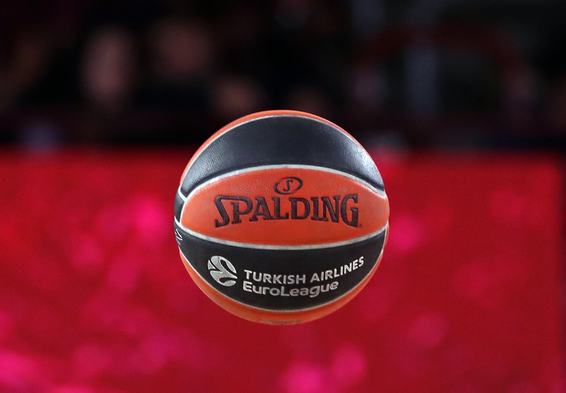 The official ball of the Euroleague during the match between FC Barcelona and Valencia Basket, corresponding to the week 34 of the Euroleague, played at the Palau Blaugrana, in Barcelona, on 14th April 2023. (Photo by Joan Valls/Urbanandsport /NurPhoto via Getty Images)