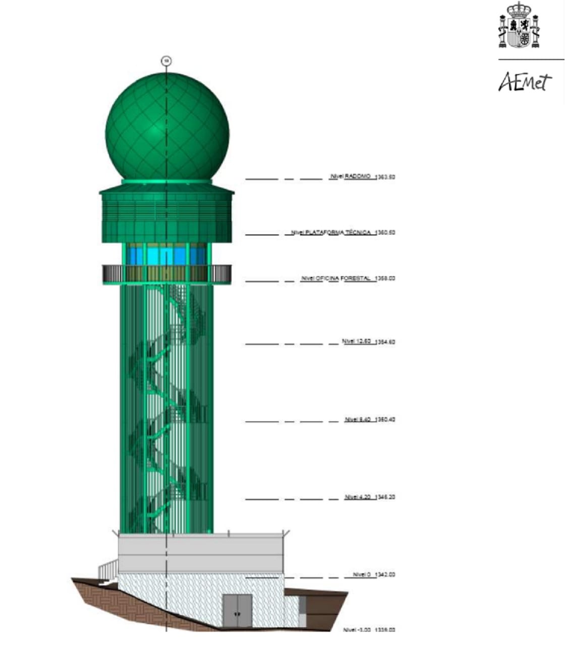 Infografía de la torre del radar meteorológico de Tenerife