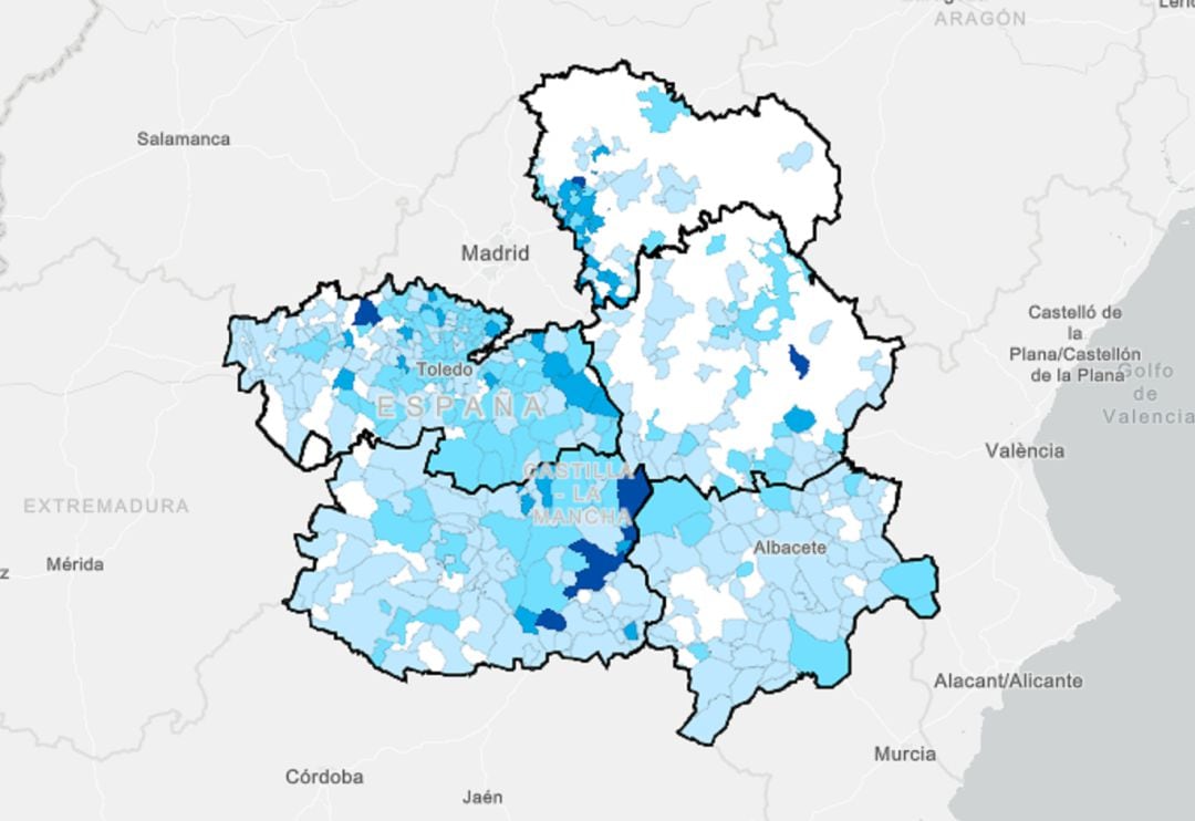 Mapa con la incidencia acumulada en la semana 13