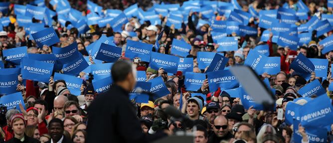 Uno de los últimos actos de campaña de Obama, en Madison, Wisconsin