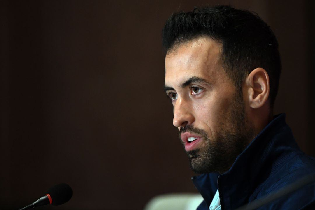 Busquets, durante la rueda de prensa de la selección española