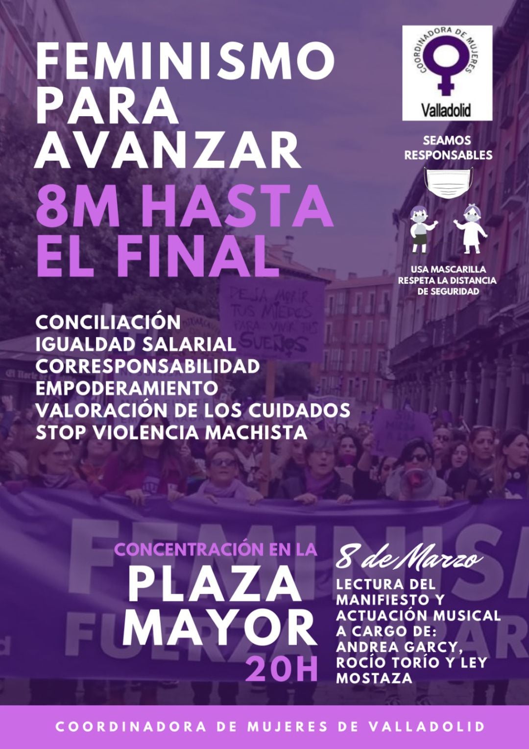 Cartel de la concentración del 8M 2021