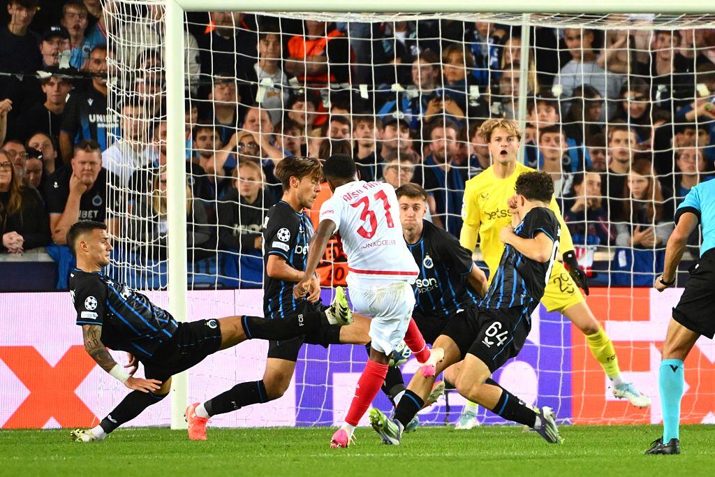 Ansu Fati anota su primer gol con el Mónaco. (Photo by Vincent Kalut / Photonews via Getty Images)