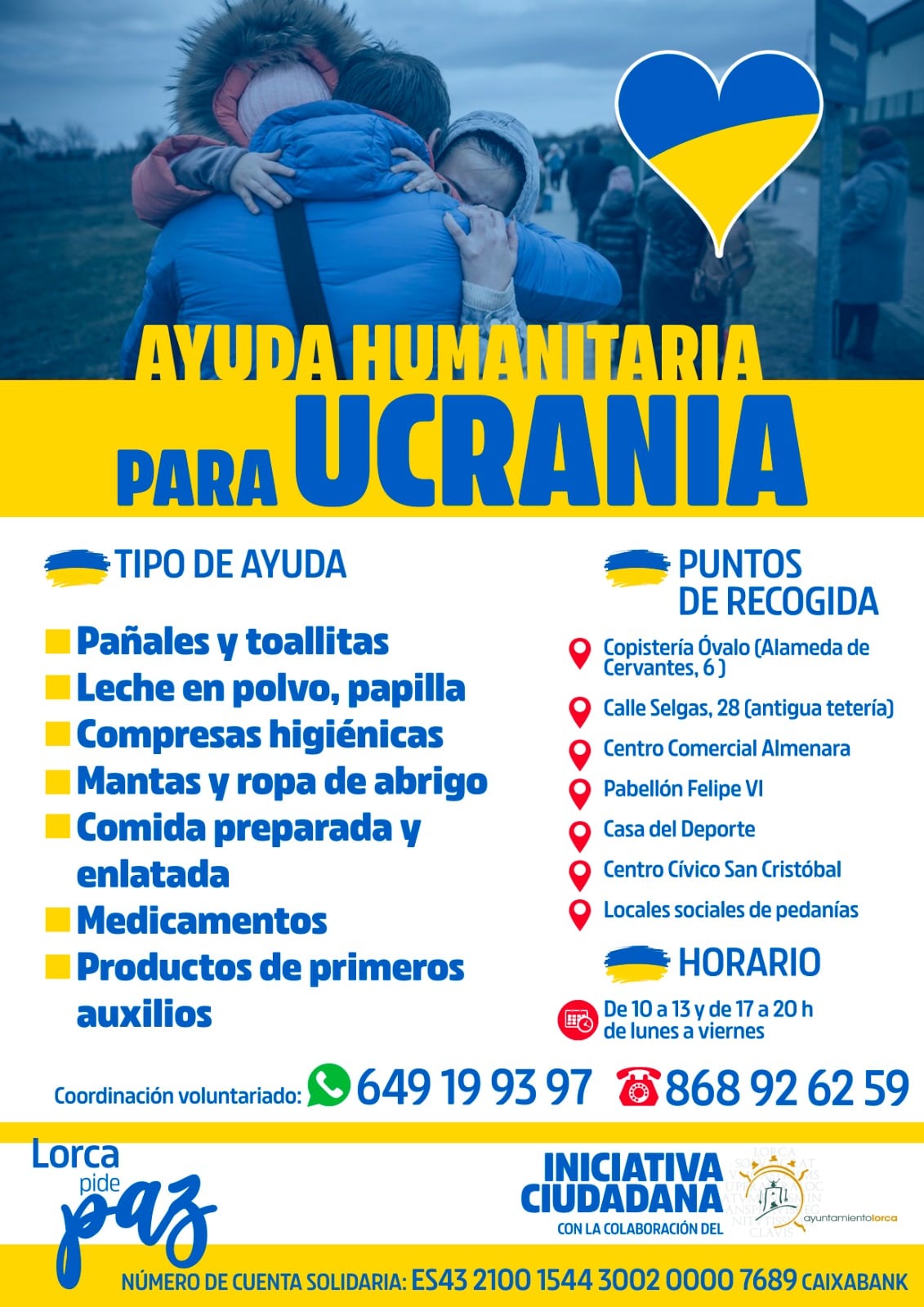 Desde este martes Lorca se está movilizando para reunir ayuda humanitaria con destino a Ucrania.