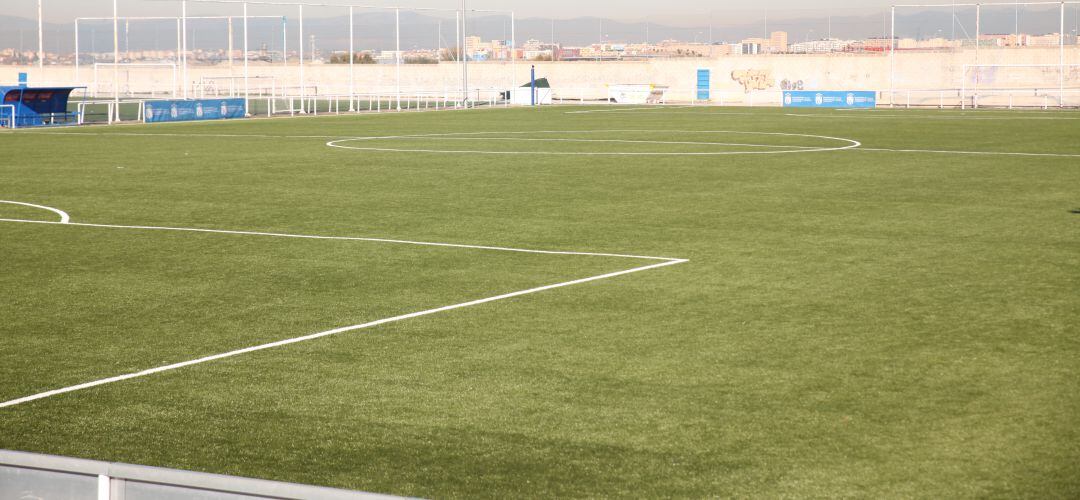 Nuevo cesped del campo de El Naranjo. 
