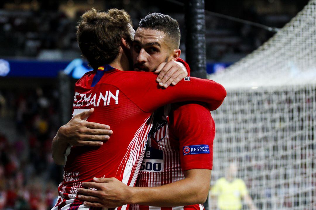 Griezmann y Koke, en un partido del Atlético en la Champions League.