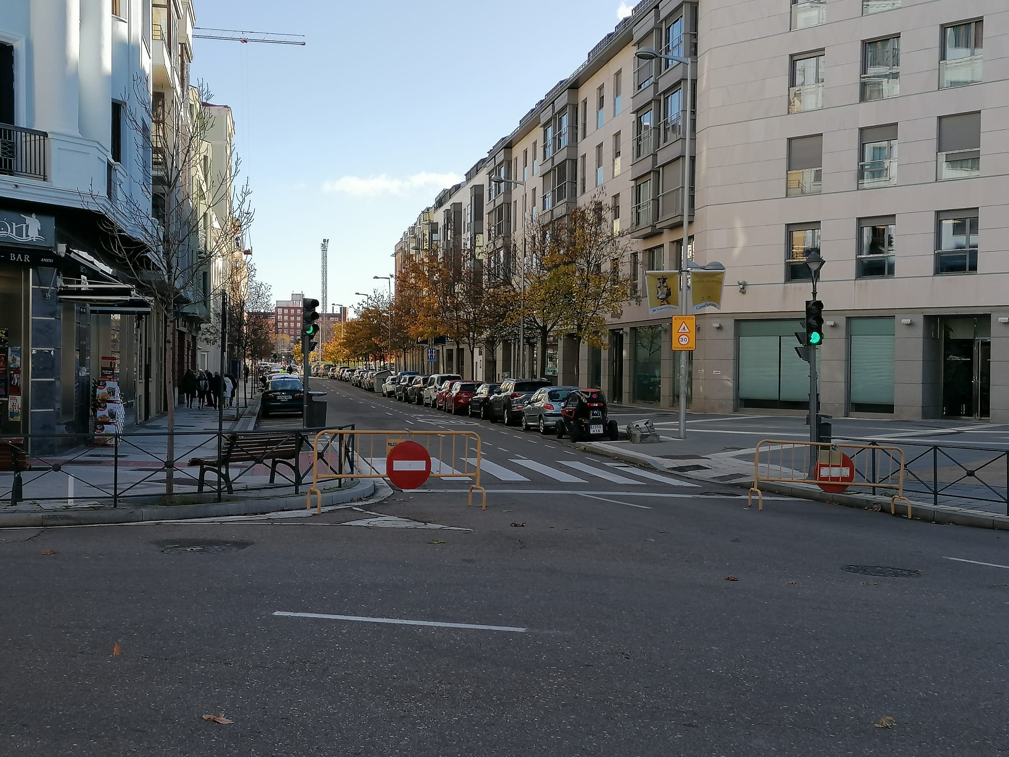 Corte de la calle Estación, en Valladolid, desde la plaza de Colón