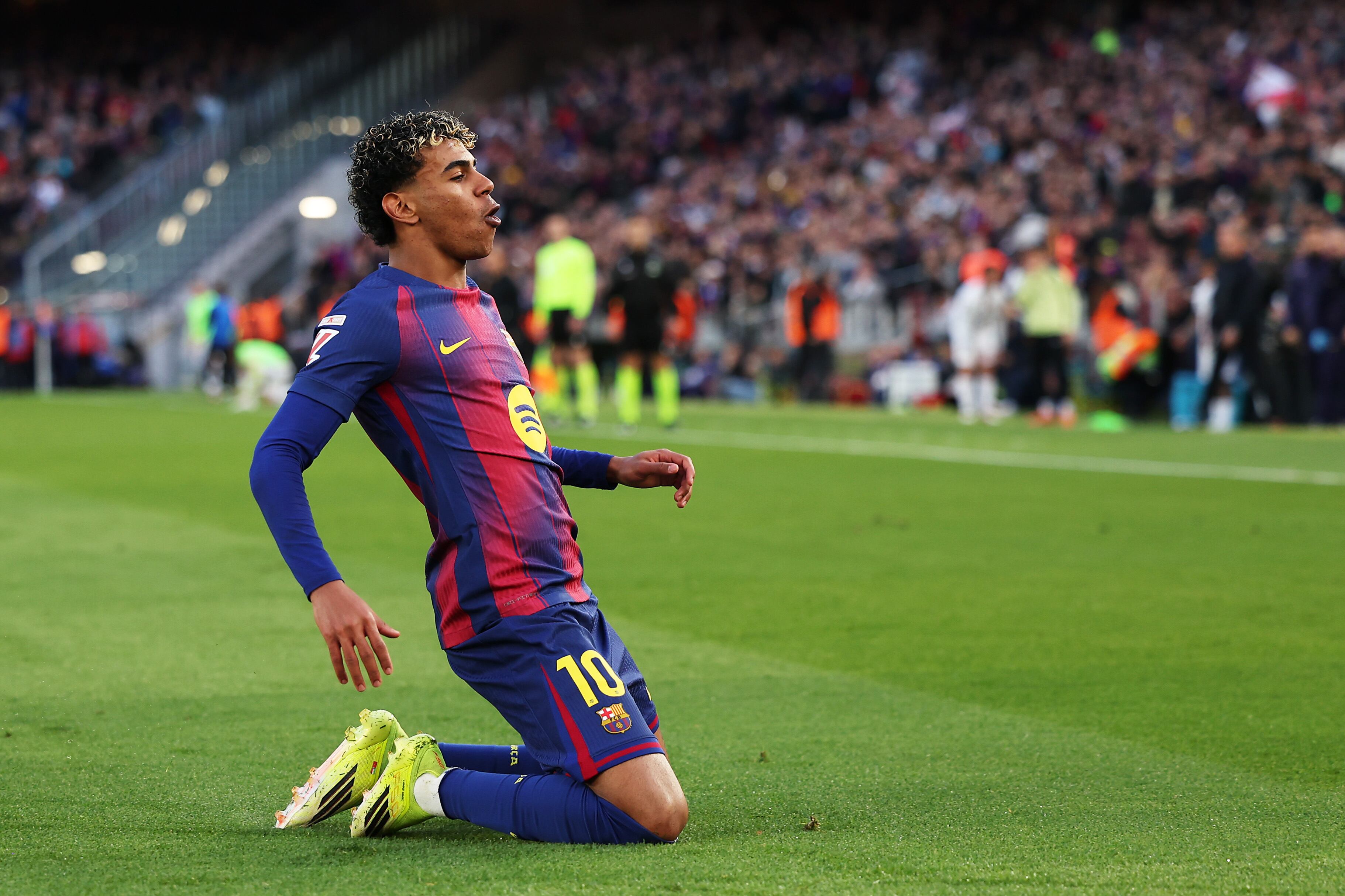  Lamine Yamal celebra su gol contra el Mallorca