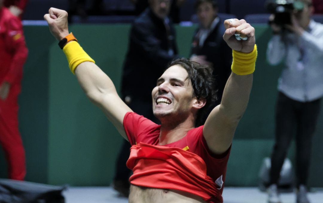 Rafa Nadal celebra el triunfo en la Copa Davis