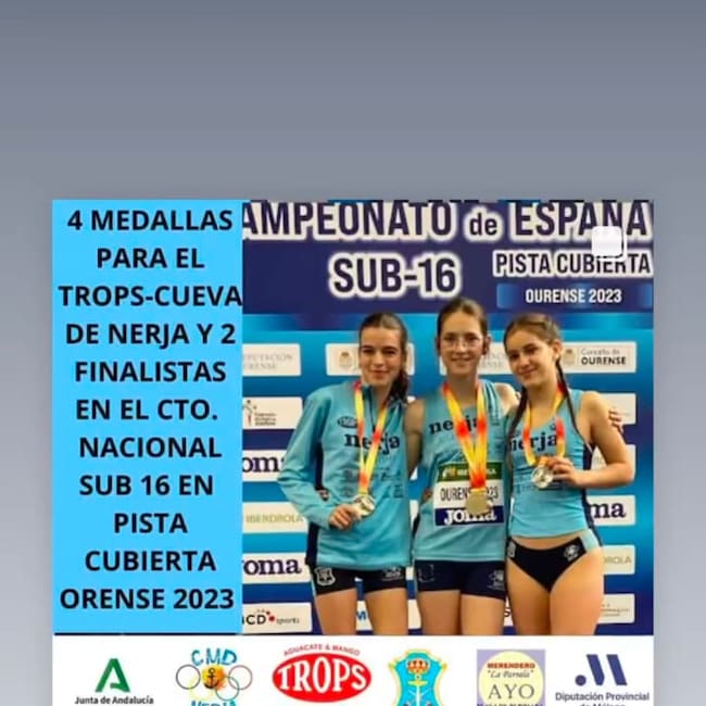 La atletas del Trops Cuevas de Nerja que participaron en el Campeonato de España Sub 16 en Orense