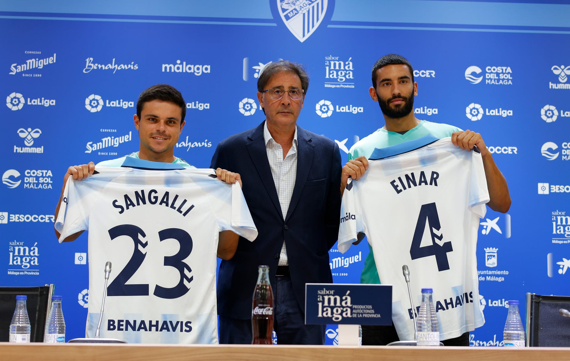 Sangalli y Galilea presentados con el Málaga