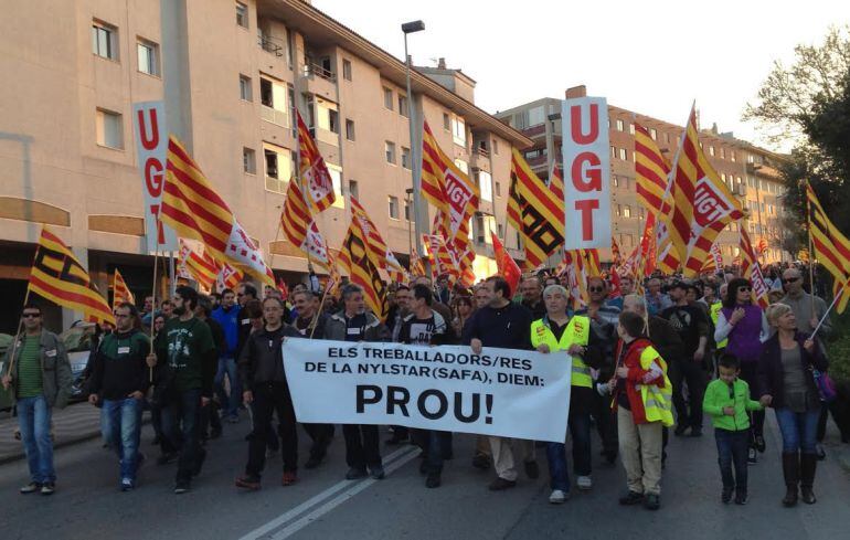 Manifestació de suport als treballadors de Nylstar, al desembre passat