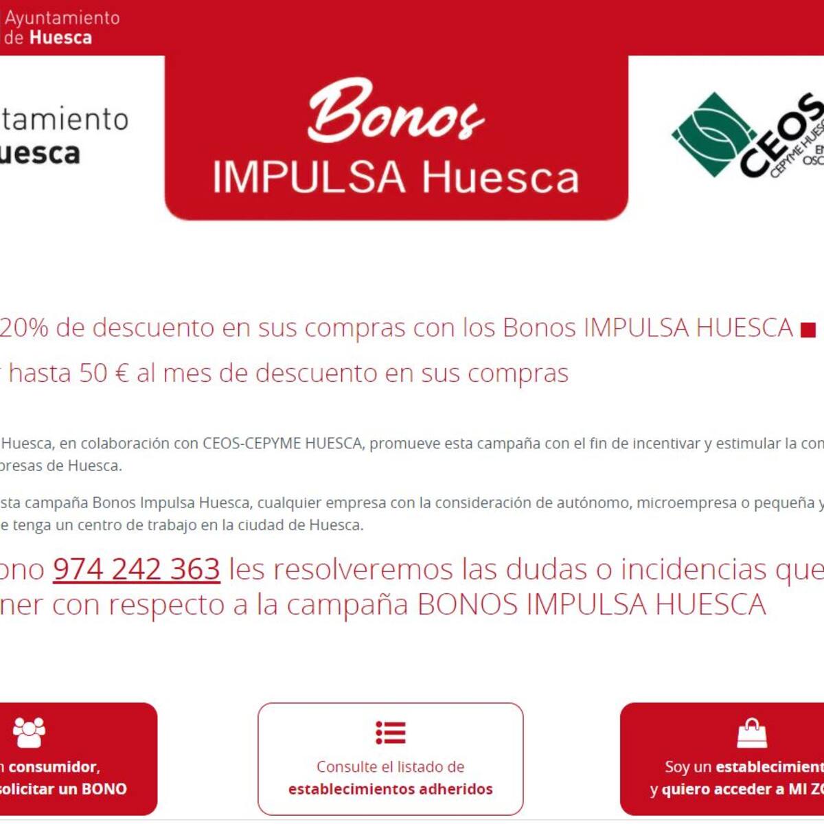 La campaña "Bonos Impulsa Huesca" pone en circulación en un mes alrededor de 360.000 euros