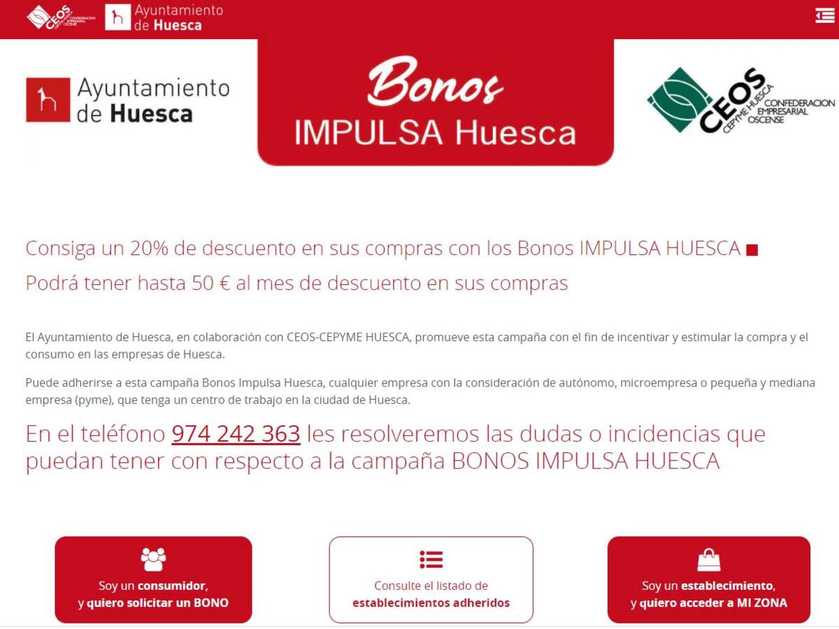 La campaña "Bonos Impulsa Huesca" supera las expectativas