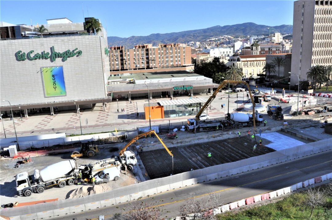 Obras del metro de Málaga en el centro de la ciudad