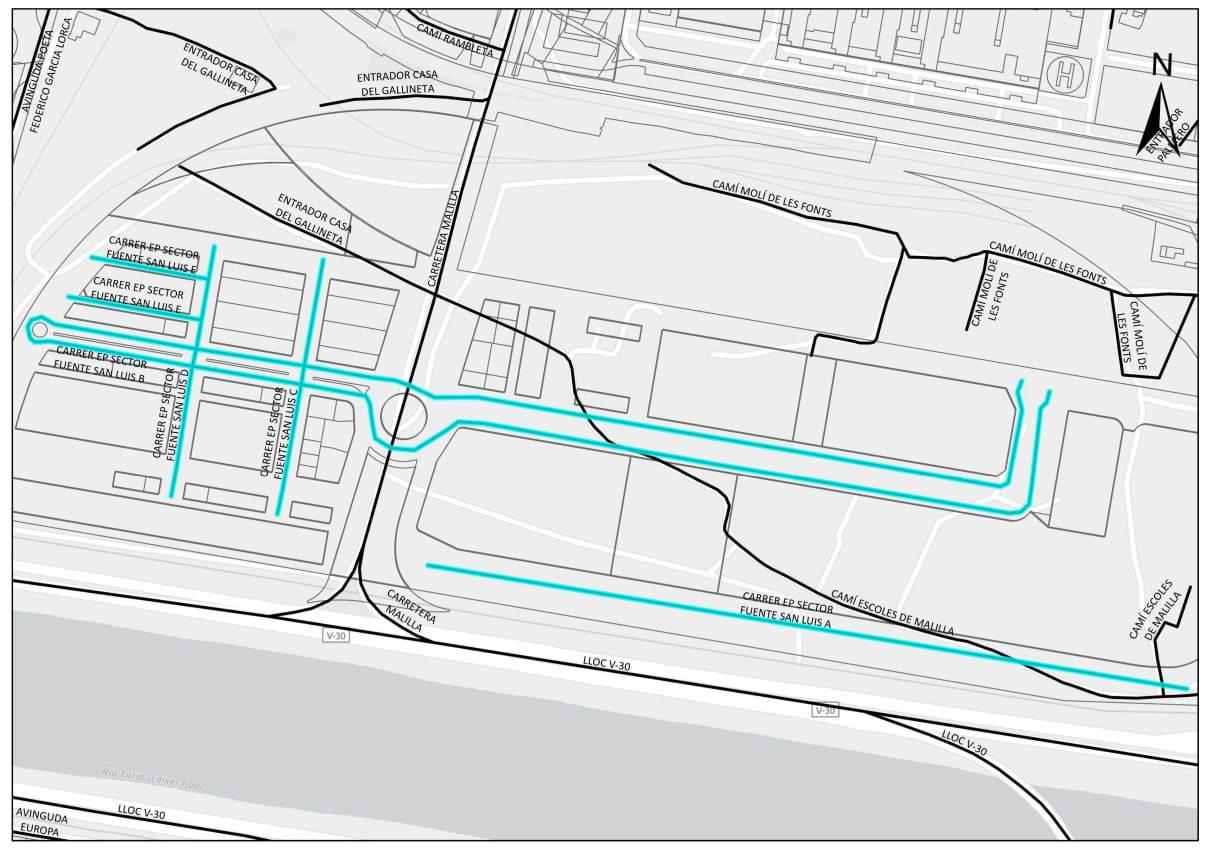 Plano de nuevas calles en València