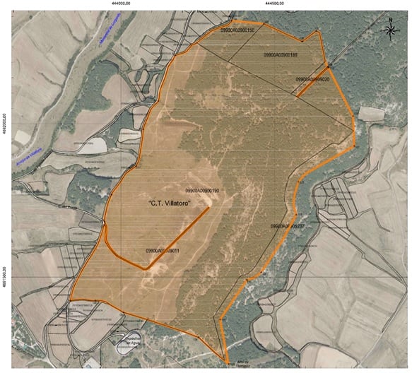 Plano del terreno el que se ubica el campo de tiro de Villatorio, en Burgos