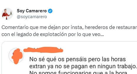 Una publicación de 'Soy Camarero'.