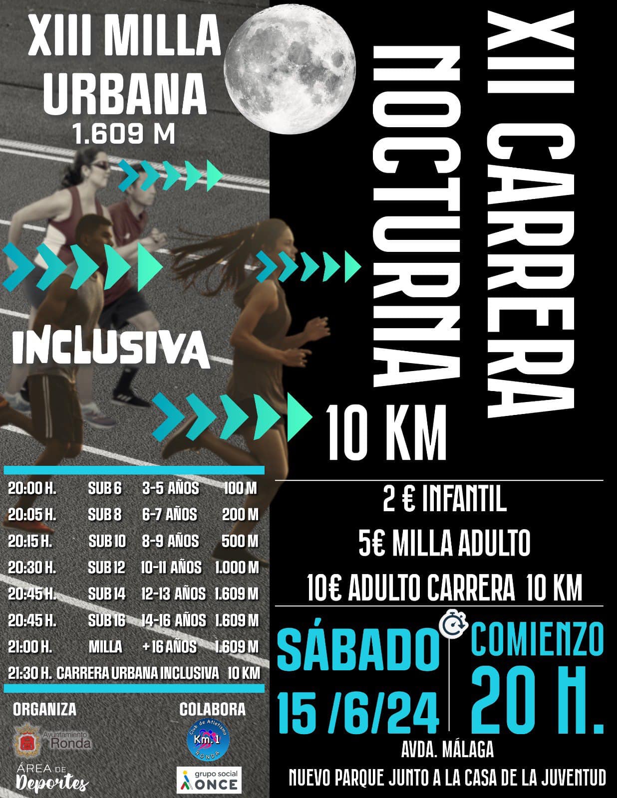 Cartel Carrera Nocturna  y Milla Urbana de Ronda 2024