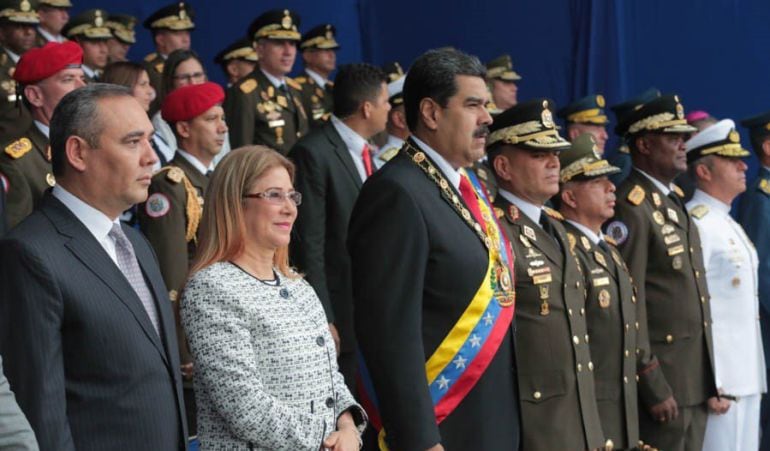 Maduro en un desfile militar en Caracas