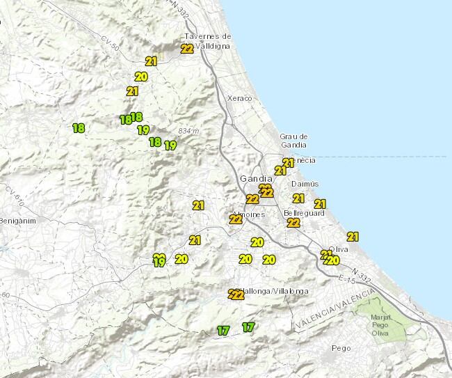 Mínimas tropicales en pleno mes de octubre en La Safor.