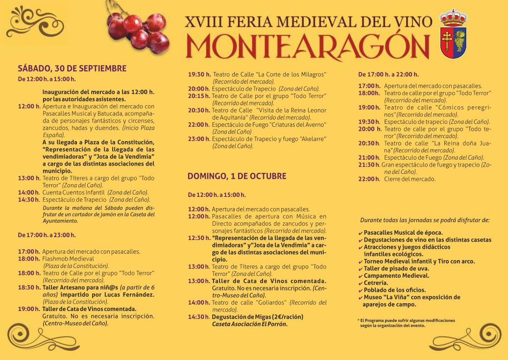 Consulta la programación completa de la XVIII Feria del Vino de Montearagón