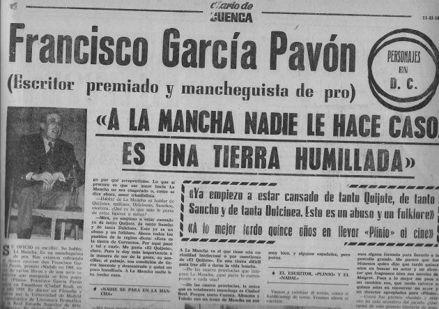 Página de &#039;Diario de Cuenca&#039; con la entrevista a García Pavón de 1973.