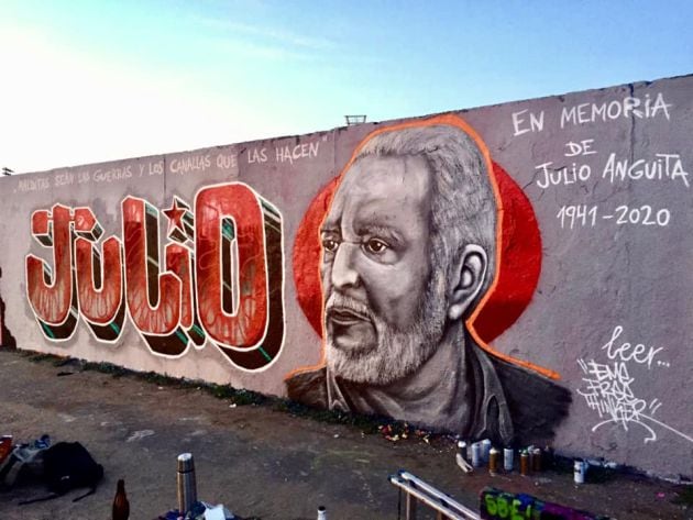 Grafiti de Eme Street Art en Berlín con Julio Anguita como protagonista