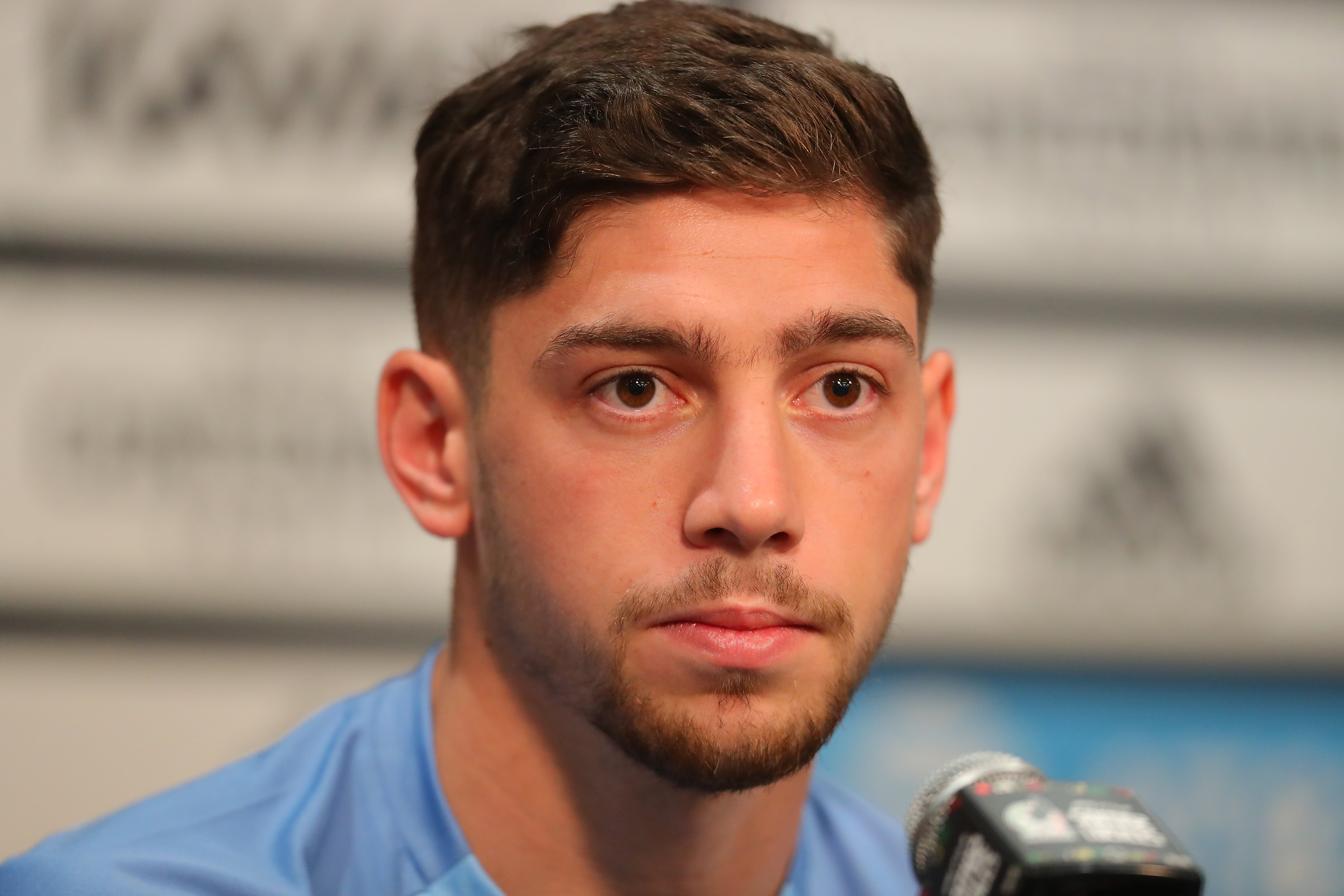 Fede Valverde, durante una rueda de prensa con su selección.