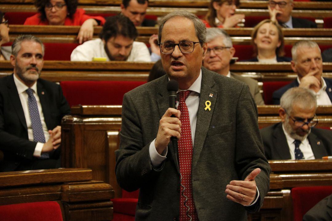 El president de la Generalitat, Quim Torra, interviene en el Parlament