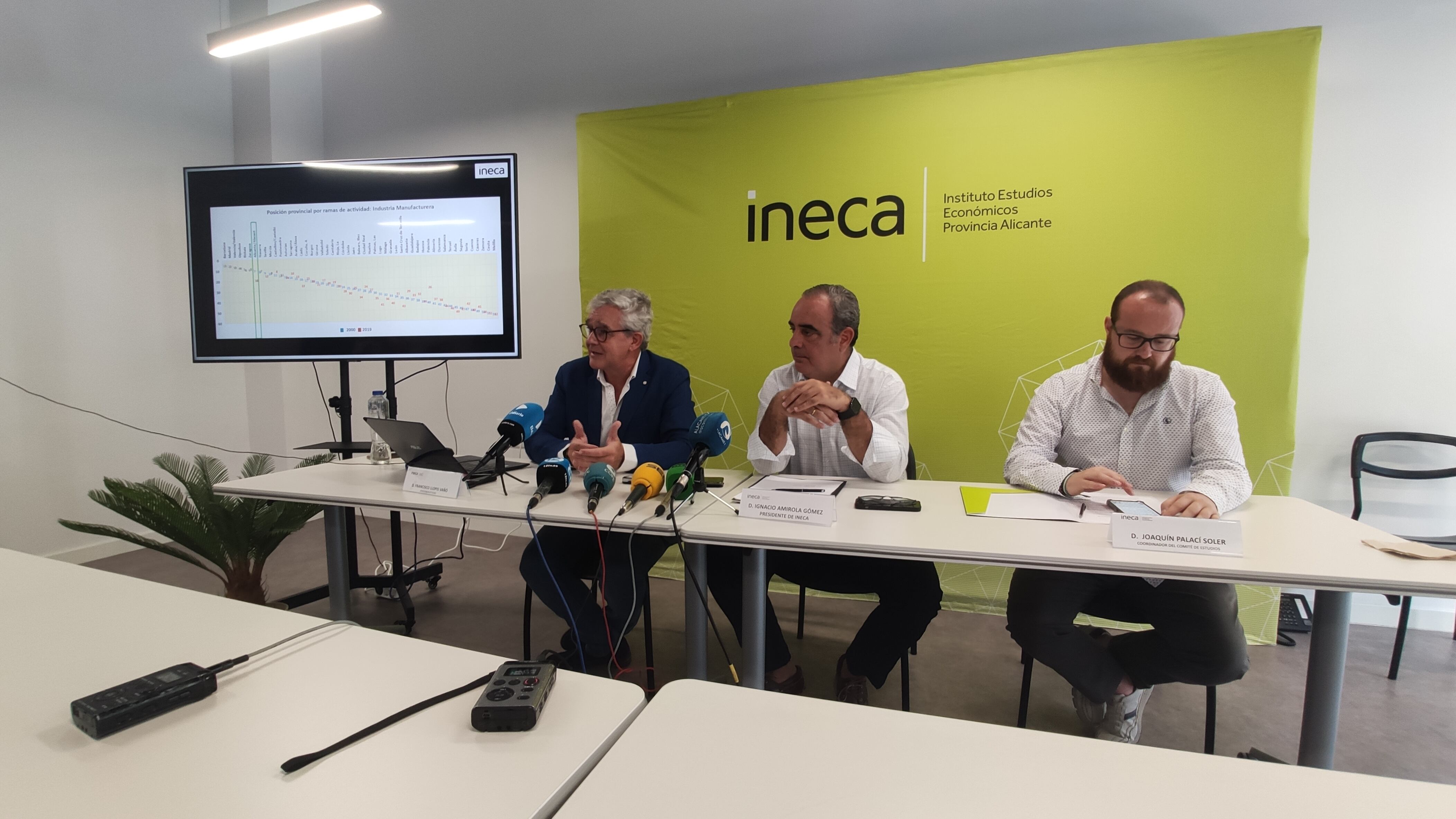 Francisco Llopis, a la izquierda, ha expuesto el Informe de Coyuntura Socioeconómica de Alicante elaborado por INECA