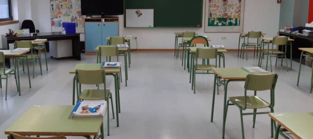 Un aula de un colegio de València.