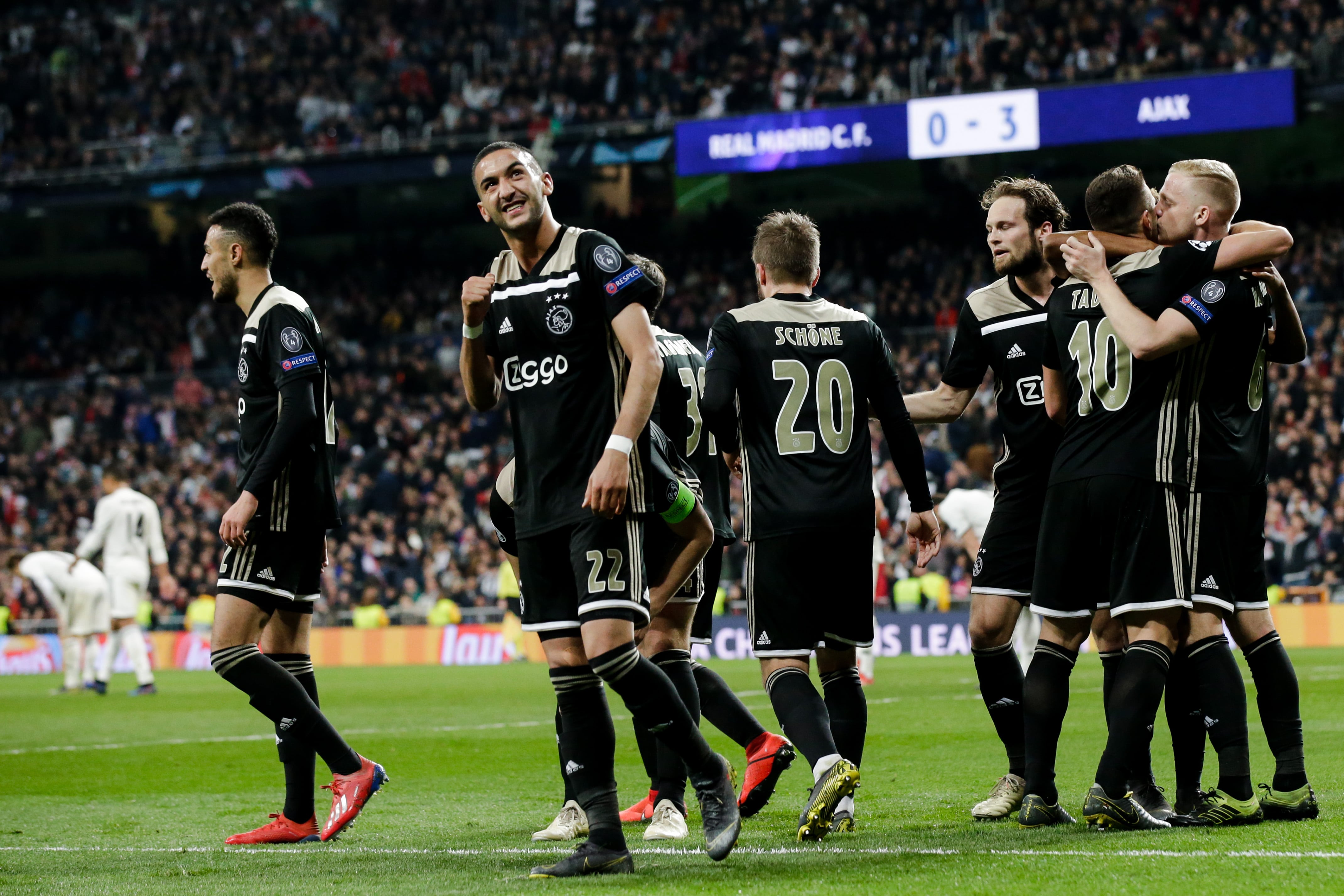 Ziyech celebra un gol al Real Madrid, en la Champions de 2019.