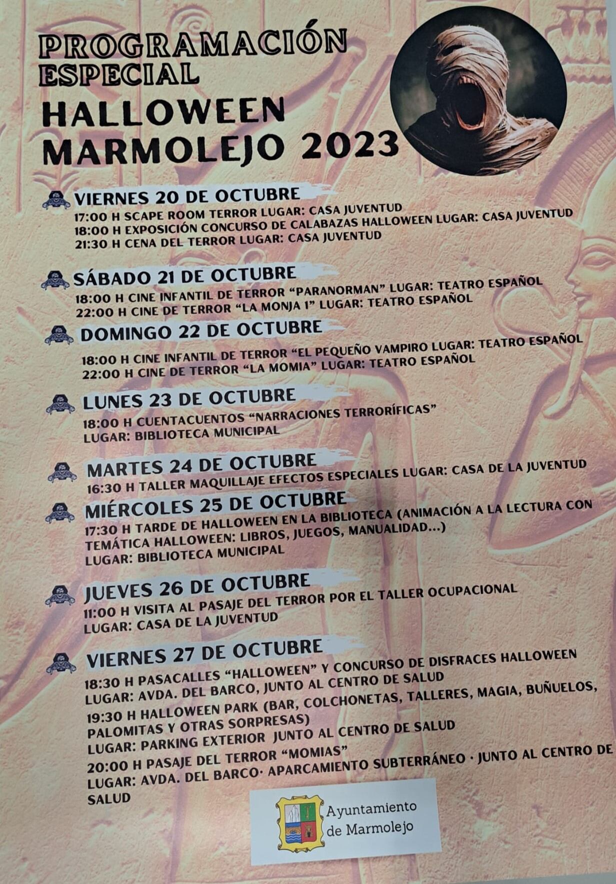 Amplio programa de actividades con motivo del Pasaje del Terror Marmolejo 2023.