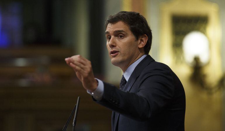 Albert Rivera durante el debate de la moción de censura en el Congreso de los Diputados.