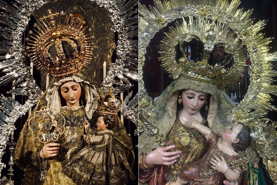 Nuestra Señora del Amparo, a la izquierda, y la Reina de Todos los Santos procesionan este domingo