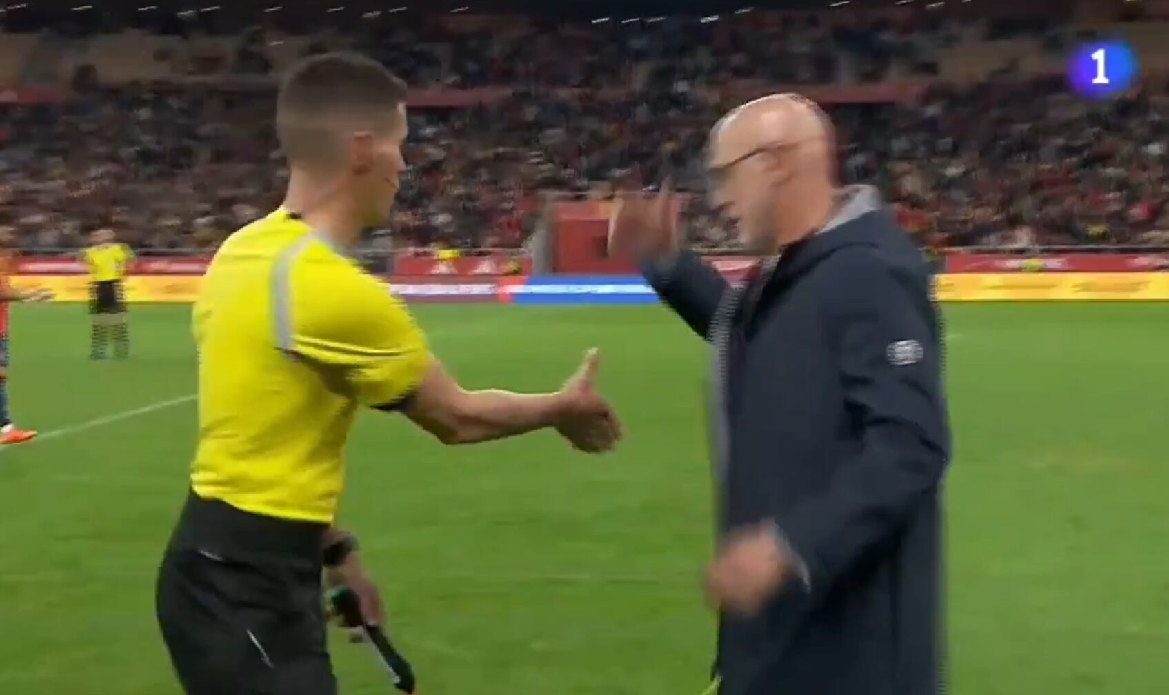 Luis de la Fuente niega el saludo a uno de los jueces de línea tras el España-Turquía