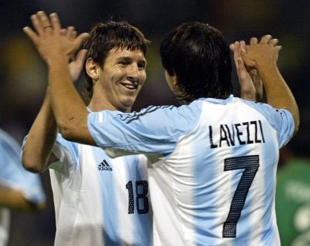 Leo Messi con Argentina en 2005