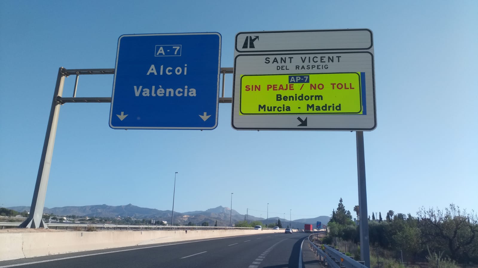 AP-7 a la altura de Alicante, libre de peaje