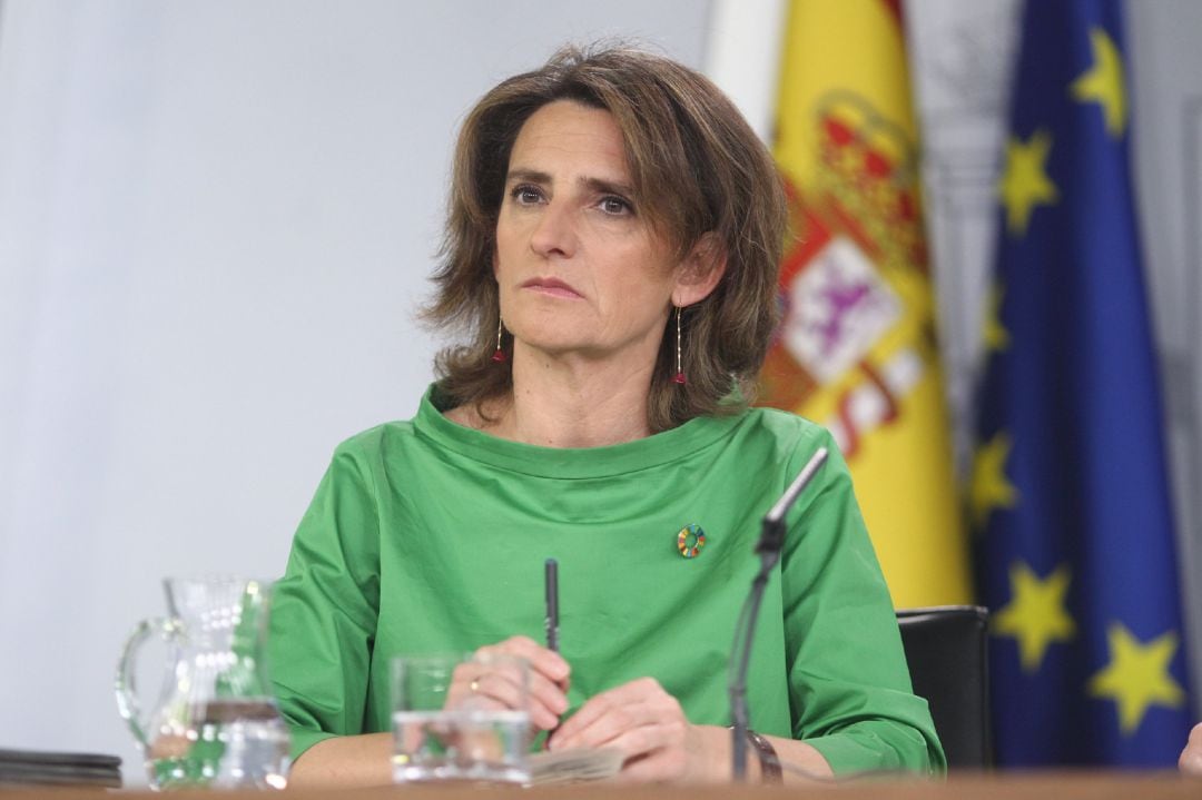 La ministra de Transición Ecológica, Teresa Ribera, ofrece declaraciones a los medios de comunicación tras la celebración del Consejo de Ministros