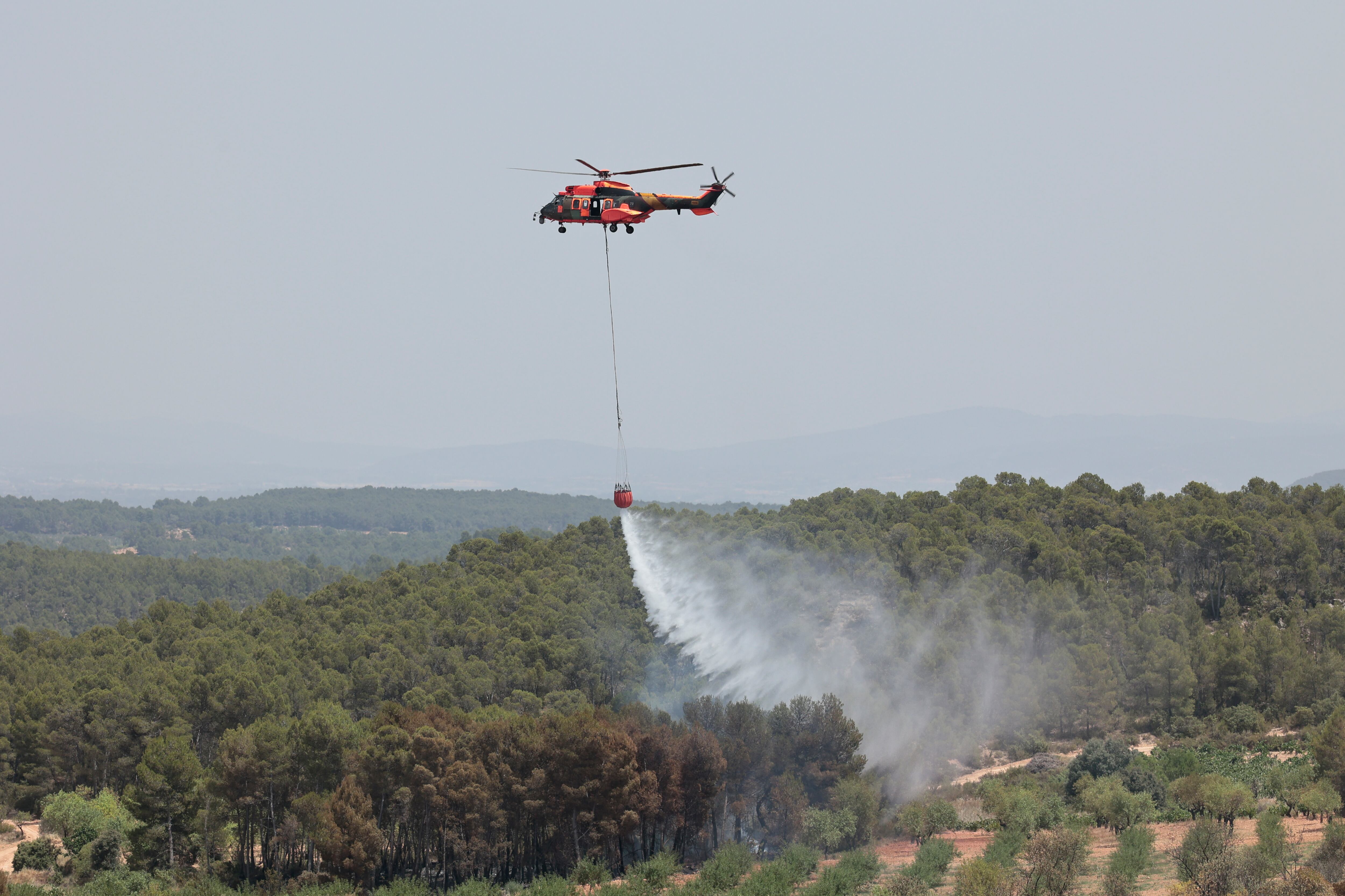 Medios aéreos y terrestres que han trabajado en la extinción del incendio forestal en Venta del Moro