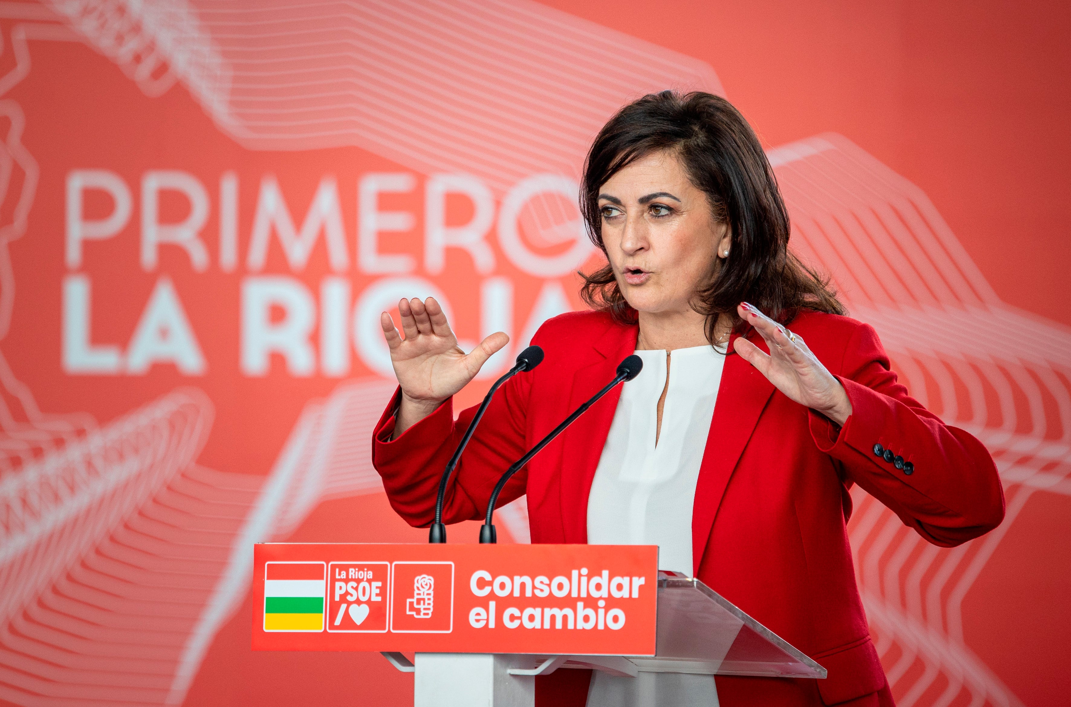 LOGROÑO, 11/03/2023.- La secretaria general del PSOE riojano, Concha Andreu, en un acto público en el que ha presentado la candidatura autonómica socialista para las elecciones, la también presidenta del Gobierno regional ha apostado por &quot;prevenir y atender los trastornos emocionales de todas las personas que lo necesiten&quot; con este nuevo plan. EFE/Raquel Manzanares
