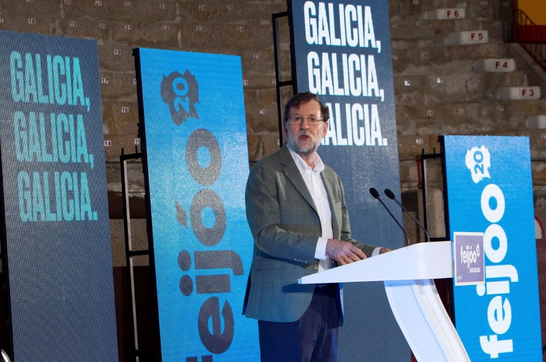 El expresidente del Gobierno Mariano Rajoy participa en el mitin del actual presidente de la Xunta de Galicia, Alberto Nuñez Feijoo