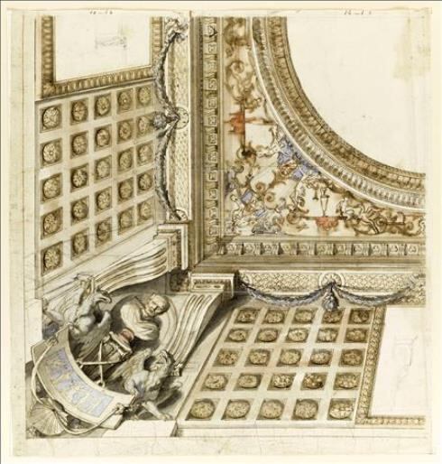 Imagen facilitada por el Museo del Louvre de París de un dibujo de Charles le Brun, preparatorio para la habitación de Pomponne de Bellièvre, en el palacio de los primeros presidentes del Parlamento de París