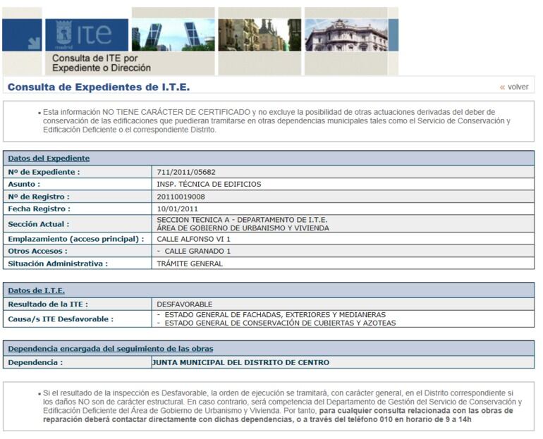 Expediente de la Inspección Técnica de Edificios del Colegio San Ildefonso