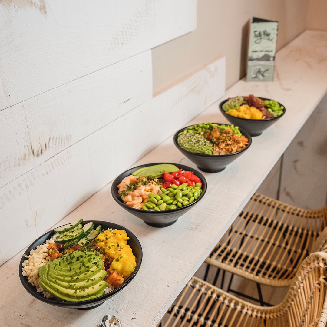 Varios de los poke bowls que ofrece Tasty Poke (Tasty Poke).