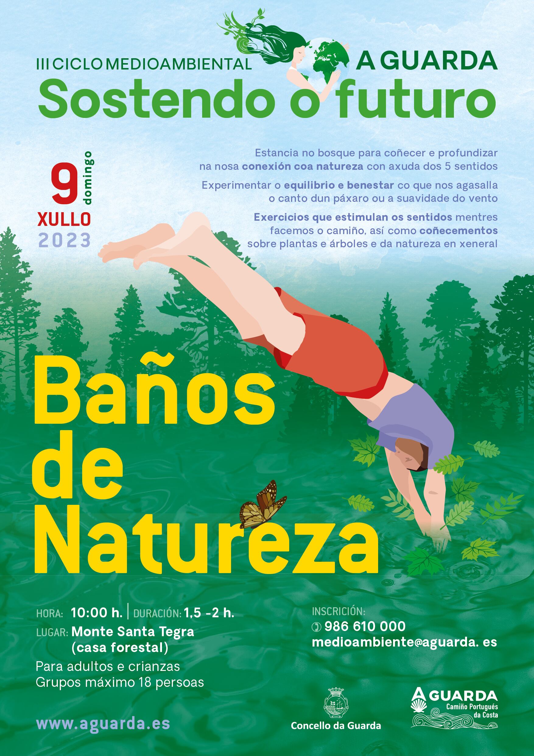 Cartel da actividade Baños de Natureza que organiza o concello da Guarda